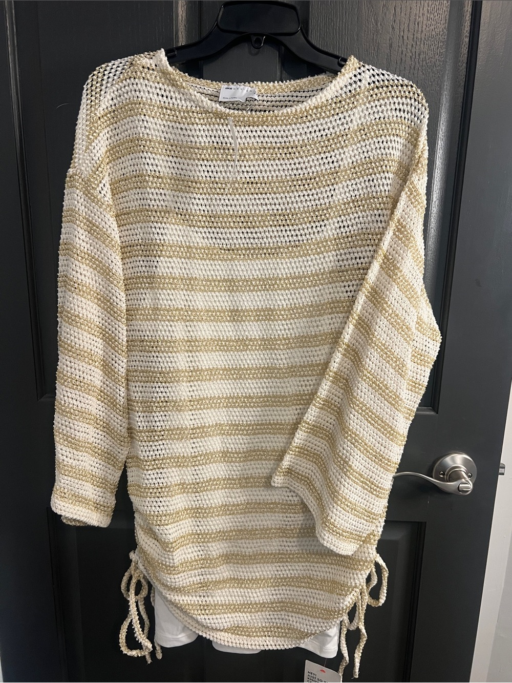 NWT ASOS Gold and Cream Striped Women's Beach Swim Cover-up lined size 10